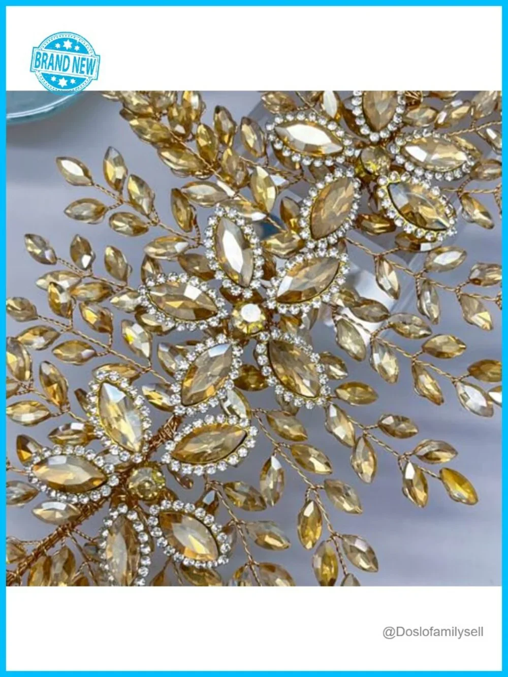 Handcrafted Rhinestone Wedding Hair Headband, Soft Metal Branches, Bendable,